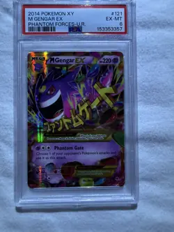 2014 POKEMON XY PHANTOM FORCES ULTRA RARE #121 M GENGAR EX PSA 6 - Image 1