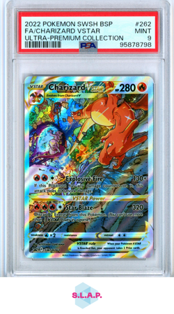 FA/CHARIZARD VSTAR ULTRA-PREMIUM COLL POKEMON SWSH BLCK STR PRM 2022 262 PSA 9 - Image 1