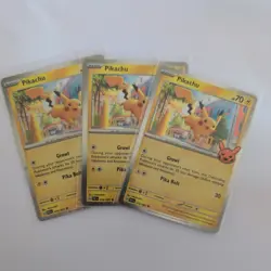 3 Pikachu 2024 Trick Or Trade Halloween Stamp Pokemon Cosmos Holo Rare 018/091 - Image 1