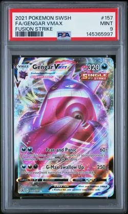 2021 POKEMON SWORD & SHIELD FUSION STRIKE #157 FULL ART/GENGAR VMAX PSA 9 - Image 1