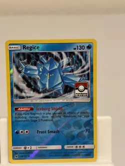 Regice 28 NM Crimson Invasion 111 Holo Pokemon Reverse Holo Pokemon League Stamp - Image 2