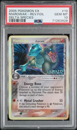2005 POKEMON EX DELTA SPECIES #10 MAROWAK-REVERSE FOIL PSA 10 - Image 1
