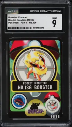 1998 Pokemon Japanese Bandai Sealdass Sticker Flareon #136 CGC 9 MINT - Image 1
