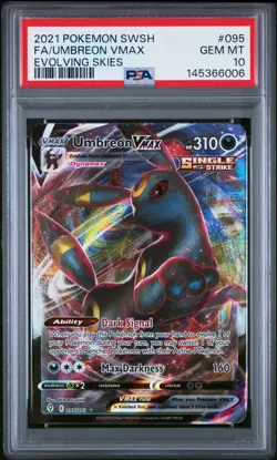 2021 POKEMON SWORD & SHIELD EVOLVING SKIES #095 FULL ART/UMBREON VMAX PSA 10 - Image 1