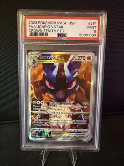 2023 Pokemon PSA 9 Lucario VSTAR #SWSH291 Black Star Promo SWSH Crown Zenith ETB - Image 1