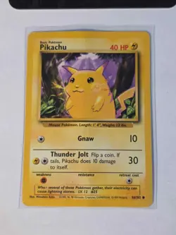 Pikachu 58/102 Common Base Set Pokemon MP - Image 1