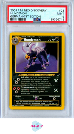 HUNDEMON GERMAN-1ST EDITION POKEMON NEO DISCOVERY 2001 23 PSA 9 - Image 1