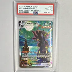 Umbreon Pokemon SWSH07 Evolving Skies 215/203 Secret Rare Holo PSA 10 - Image 1