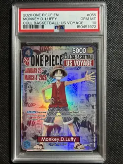 2026 ONE PIECE PROMOS COLLEGE BASKETBALL : US VOYAGE MONKEY D. LUFFY PSA 10 - Image 1