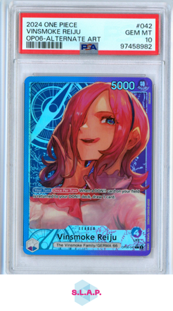 VINSMOKE REIJU ALTERNATE ART ONE PIECE OP06-WINGS OF THE CAPTAIN 2024 042 PSA 10 - Image 1