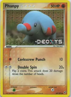 Pokemon Phanpy 69/107 EX Deoxys 2005 Reverse Holo Common Basic 50 HP Card - Image 1