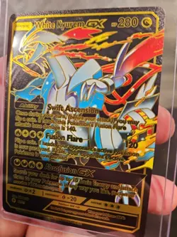 Pokemon Black Foil Fan Art White Kyurem GX Textured Collector Card - Image 5