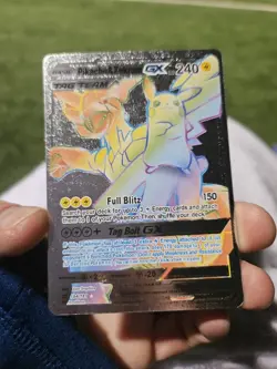 Pikachu & Zekrom GX Silver Foil Fan Art Vinyl Collector Card 184/181 - Image 1