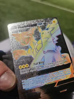 Pikachu & Zekrom GX Silver Foil Fan Art Vinyl Collector Card 184/181 - Image 3