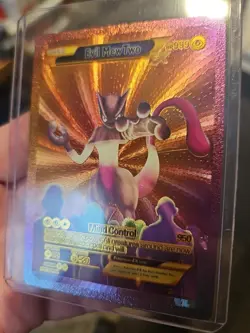 Evil Mewtwo Rainbow Foil Fan Art Vinyl Premium Collector Card - Image 2