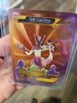Evil Mewtwo Rainbow Foil Fan Art Vinyl Premium Collector Card - Image 5