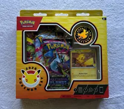 Pokemon Day 2026 Box with 1 Foil Promo Pikachu Card, Coin & 3 TCG Booster Packs - Image 1