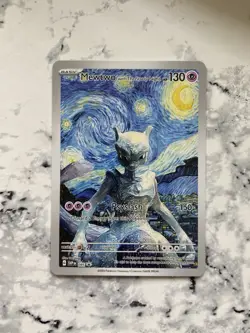 Pokemon Mewtwo Starry Night Van Gogh Beautiful Moon ACG Star Trading Card Fan - Image 1