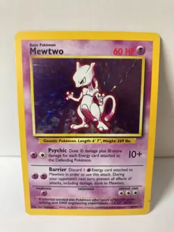 Mewtwo 10/102 Base Set Holo Rare Pokemon Card WOTC 1999 LP - Image 1