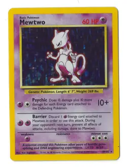 Mewtwo 10/102 Base Set Holo Rare Pokemon Card WOTC 1999 LP - Image 3