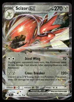 Pokemon TCG SV05: Temporal Forces #111/162 Scizor ex NM - Image 1