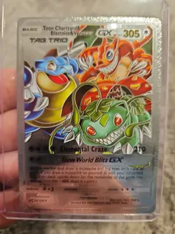 Toon Charizard & Blastoise & Venusaur GX Silver Foil Fan Art Collector Pokemon - Image 1