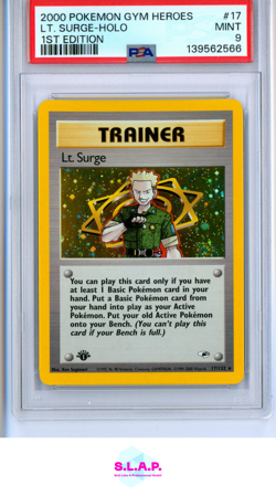 LT. SURGE POKEMON 17 2000 GYM HEROES HOLO ENGLISH PSA 9 - Image 1