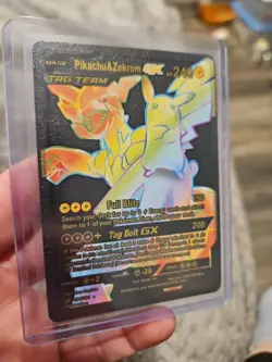 Pikachu & Zekrom GX Tag Team Black Foil Fan Art Vinyl Pokemon Collector - Image 2