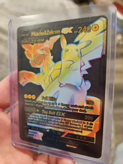 Pikachu & Zekrom GX Tag Team Black Foil Fan Art Vinyl Pokemon Collector - Image 4