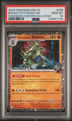 2025 POKEMON DRI EN-DESTINED RIVALS #096 TEAM ROCKET'S TYRANITAR PSA 10 - Image 1