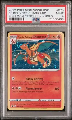 2022 POKEMON SWSH BLACK STAR PROMO #075 SPECIAL DELIVERY CHARIZARD PSA 9 (SWIRL) - Image 1