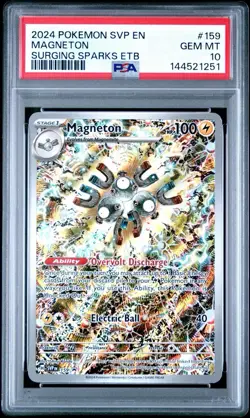 2024 POKEMON SURGING SPARKS ELITE TRAINER BOX PROMO #159 MAGNETON PSA 10 - Image 1