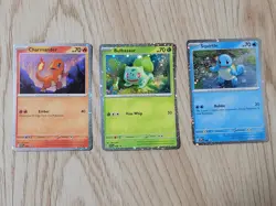 Pokemon 151 Promo Bulbasaur Charmander Squirtle SVP 046 047 048 Kanto Cosmo Holo - Image 1