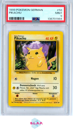 PIKACHU POKEMON GERMAN 1999 58 PSA 9 - Image 1