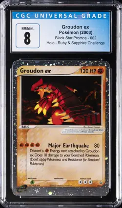 2003 POKEMON BLACK STAR PROMOS, HOLO- RUBY & SAPPHIRE CHALLENGE GROUDON EX CGC 8 - Image 1