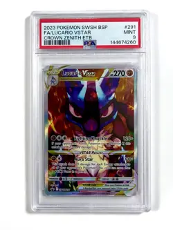 Pokemon TCG PSA 9 Lucario VSTAR SWSH291 Crown Zenith Full Art Black Star Promo - Image 3