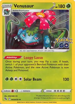 Venusaur 003/078 Holo Rare Pokemon GO Pokemon Holo Near Mint - Image 1