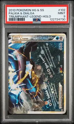 2010 POKEMON TRIUMPHANT PALKIA & DIALGA LEGEND BOTTOM #102 PSA 9 MINT #122724730 - Image 1