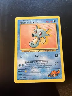Misty’s Horsea 86/132 Gym Heroes Unlimited 2000 Pokemon Card Common LP - Image 1