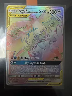 Pokemon TCG Moltres & Zapdos & Articuno GX Hidden Fates 69/68 Near Mint - Image 1