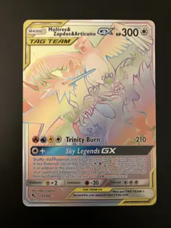Pokemon TCG Moltres Zapdos Articuno GX 69/68 Hidden Fates Rainbow Near Mint - Image 1