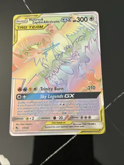 Pokemon TCG Moltres & Zapdos & Articuno GX Hidden Fates 69/68 Near Mint - Image 1