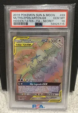 Pokemon TCG Moltres & Zapdos & Articuno Tag Team GX Hidden Fates Card 69/68 - Image 1