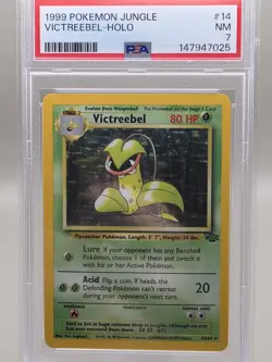 Pokemon TCG Victreebel Jungle Holo Rare Card 14/64 PSA 7 - Image 1