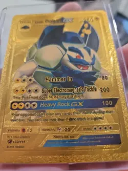 Alolan Golem GX Gold Foil Fan Art Textured Collector Pokemon Card 102/111 HP250 - Image 5