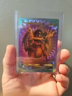 Giant Charizard Rainbow Foil Fan Art Vinyl Collector Card - Image 1