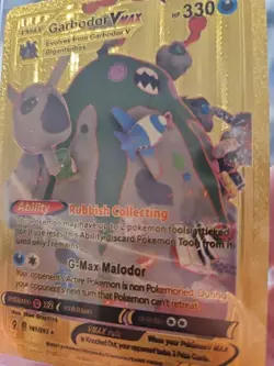 Garbodor Vmax Gold Foil Fan Art Textured Collector Pokemon Card 101/203 HP330 - Image 5