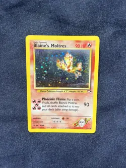 Pokemon TCG Blaine’s Moltres 1/132 Gym Heroes Holo Rare Unlimited WOTC Card - Image 1