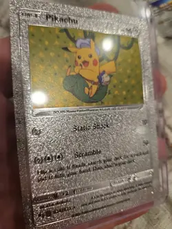 Pikachu Silver Fan Art Vinyl Collector Pokemon Card Static Shock 074/073 - Image 4