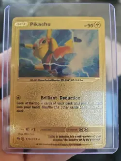 Pikachu Gold Foil Fan Art Textured Collector Pokemon Card HP80 076/073 - Image 3